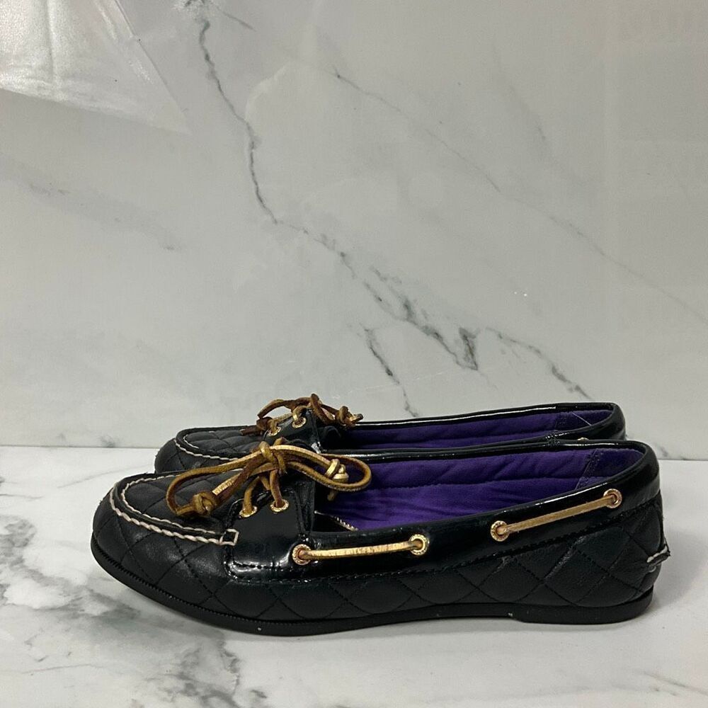 SPERRY Black Quilted Boat Shoes